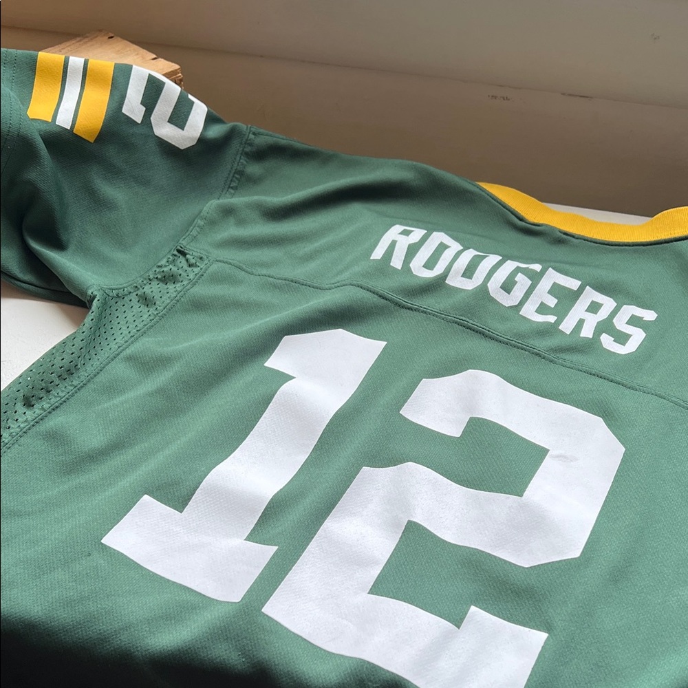 NFL Green Bay Packers #12 Rogers Green and Yellow Kids Jersey size Large - Picture 6 of 14